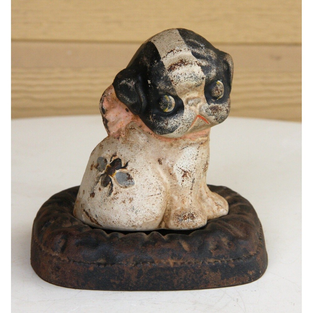 Antique 1914 Cast Iron Hubley PUPPO dog on a pillow BANK
